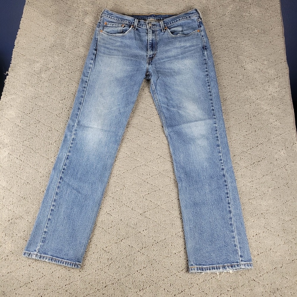 Levis 514 Jeans Mens 34x32 Blue Straight Leg Medium Wash Faded Stretch Denim